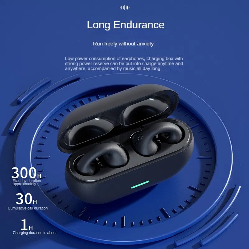 TWS Bluetooth 5.3 Wireless Bone Conduction Headphones T75 Clip Ear Music Noise Canceling Headset HD Call Sports Gaming Earphones