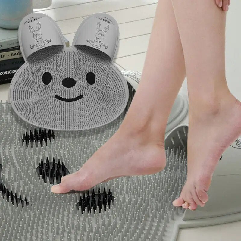 Multi-Functional Silicone Massage Mat Rabbit Bath Mat Bathroom Non-slip Pad Foot Wash Dead Skin Removal Shower Room Floor Mat