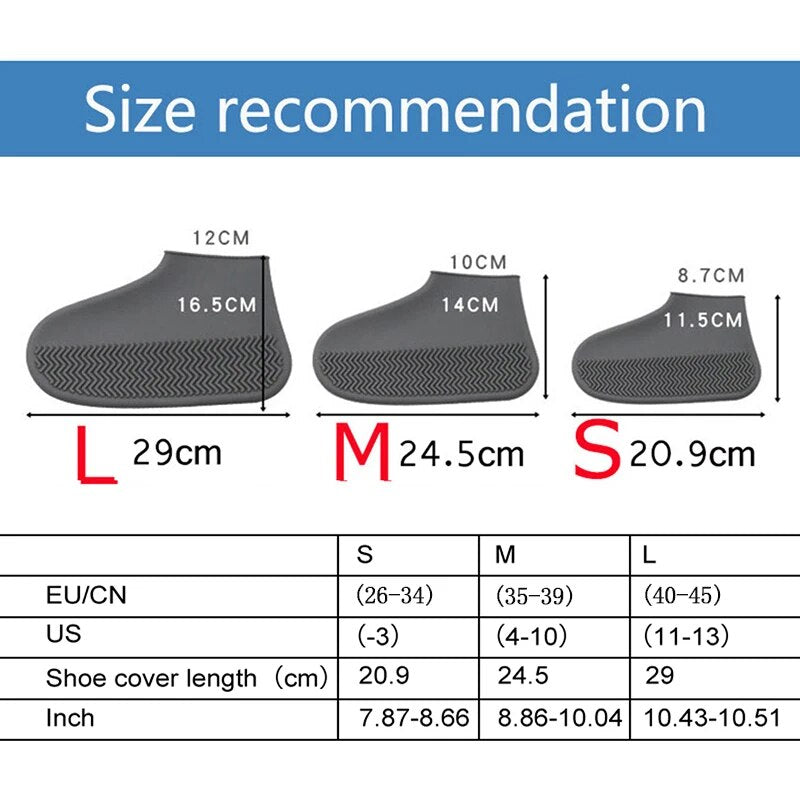 Waterproof Shoe Covers Silicone Anti-Slip Rain Boots Unisex Sneakers Protector For Outdoor Rainy Day Reusable Rain Shoe Cover