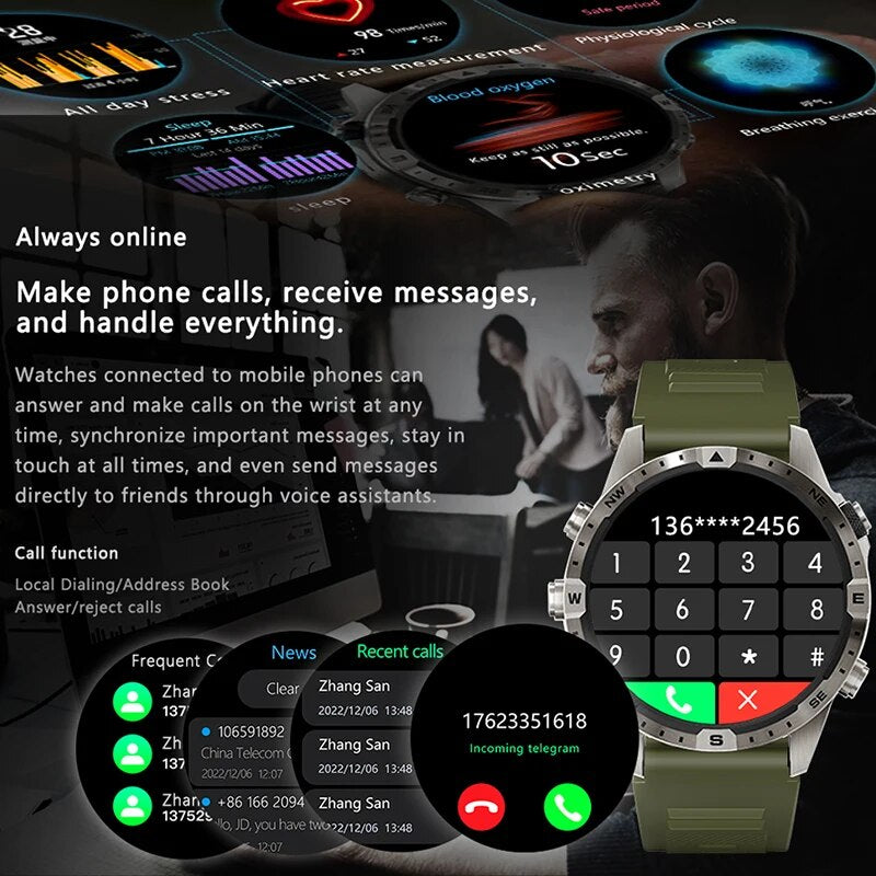 For Huawei GPS Trajectory Business Sports SmartWatch Man Panda Glass Mirror Compass NFC Bluetooth Call Waterproof 340mAh Watches
