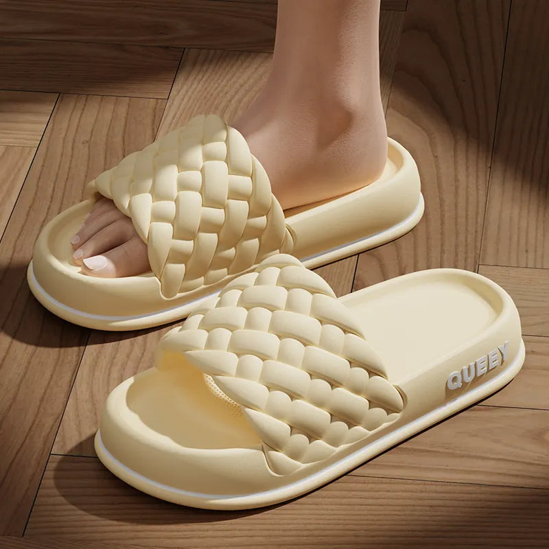 Summer Women Thick Slippers Sole Beach Slides Bathroom Anti-Slip Soft Sandals Fashion Ladies Cloud Shoes